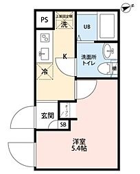 エーテラス赤羽 1Kの間取図画像