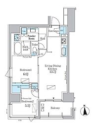 パークアクシス新宿百人町 2階2LDKの間取り