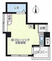 東急目黒線 武蔵小山駅 徒歩3分の賃貸マンション 5階ワンルームの間取り