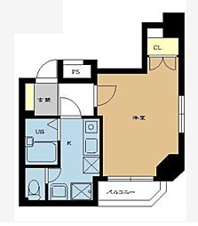 スカイコート日本橋第5 4階1Kの間取り