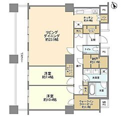 ザ・パークハウス西新宿タワー60 2LDKの間取図画像