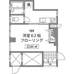 ガーデンパレス早稲田 1階1Kの間取り