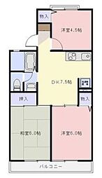 サンパレス2 3DKの間取図画像
