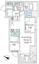 渋谷区東3丁目マンション 2LDKの間取図画像