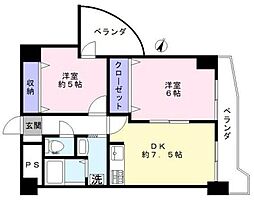 ラ・ルネータ 2DKの間取図画像