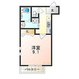JR阪和線 堺市駅 徒歩5分の賃貸アパート 3階1Kの間取り