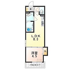 近鉄大阪線 弥刀駅 徒歩8分の賃貸アパート 3階1LDKの間取り