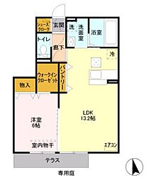ラフィネドミール参番館 1LDKの間取図画像