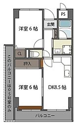 カワデンエミネンスハイツ 4階2DKの間取り