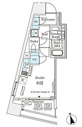 パークナードフィット南青山Vista ワンルームの間取図画像