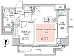 アーバネックス西新宿2 3階2LDKの間取り