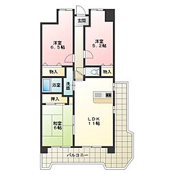 ギャラクシーウィル中百舌鳥 3LDKの間取図画像
