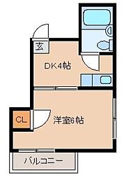 エクラン住吉 1DKの間取図画像