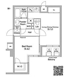 コンフォリア目黒長者丸 1LDKの間取図画像