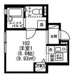 ピソ・ティエランジュ大塚 1階ワンルームの間取り