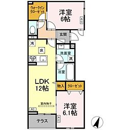 ESPELIA・K 2階2LDKの間取り