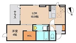 フラーリッシュ 1階1LDKの間取り