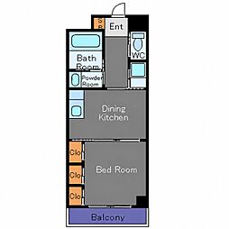ヴァンベール青葉台 1DKの間取図画像