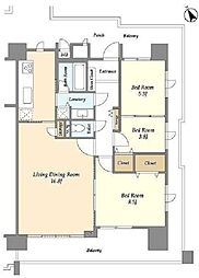ガーデン文京白山 4階3LDKの間取り