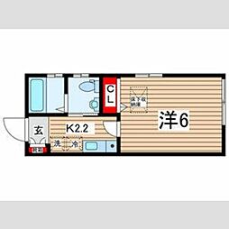 ＴＹヒルズ 1階1Kの間取り