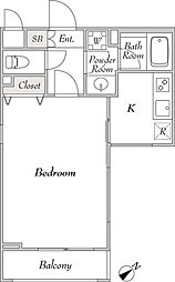 ミリアレジデンス桜新町 1Kの間取図画像
