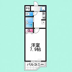 ピュール絆 1Kの間取図画像
