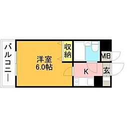 メゾン・ド・天神 ワンルームの間取図画像