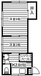 桂荘 2Kの間取図画像