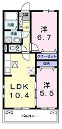 N.ウエストコート 2LDKの間取図画像