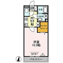 コスモス 1Kの間取図画像
