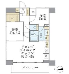 デュオフラッツ葛西 13階2LDKの間取り