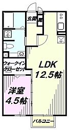 ボナールパークA 1LDKの間取図画像