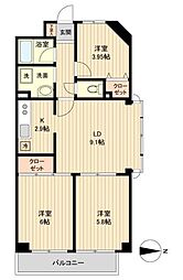 シェ・モア桜ケ丘 3LDKの間取図画像