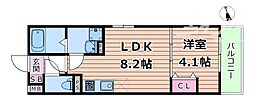茨木市下穂積2丁目アパート 1LDKの間取図画像