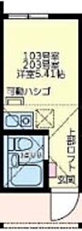 ユナイト和田町スウィーツアンサンブル ワンルームの間取図画像