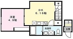 カレッタ習志野 1DKの間取図画像