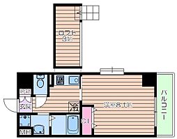 インベスト北梅田 9階1Kの間取り