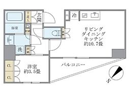 ジオエント駒込 2階1LDKの間取り