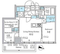 パークアクシス板橋本町ステーションゲート 3階2SLDKの間取り