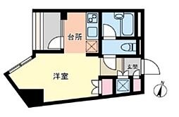 ビーロット小石川レジデンス 4階ワンルームの間取り
