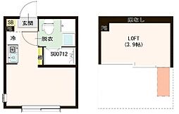 Maison Fleur 氷川台 1階ワンルームの間取り