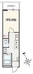 MELLAS相模原 1Kの間取図画像
