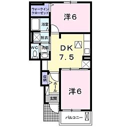 シエル・エトワレ1 2DKの間取図画像