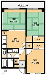 グルーリャ大和 3DKの間取図画像