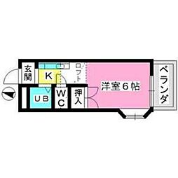 ベルハイツ 1Kの間取図画像