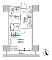 ベルファース芝浦タワー 1Kの間取図画像