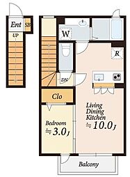 Wisteria 1LDKの間取図画像