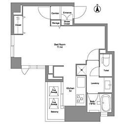 コンフォリア二番町 6階ワンルームの間取り