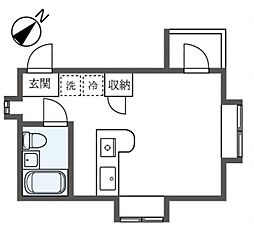 メゾーン北嶺 1階ワンルームの間取り