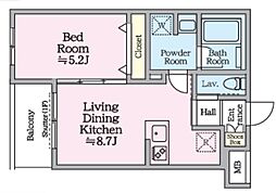 アイルグランデ赤羽 1階1LDKの間取り